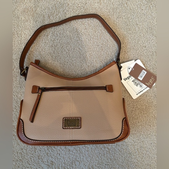 boc Handbags - BOC Solid Vegan Leather Shoulder Purse. Tan/Taupe & Brown, NWT